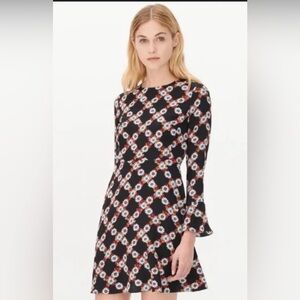 Sandro Rony silk floral long sleeve dress